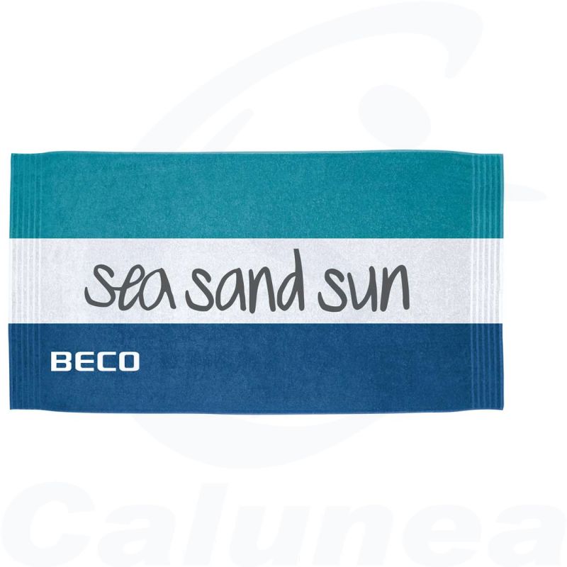 Image du produit Katoenen Badhanddoek SUN SAND SEA BLAUW BECO - boutique Calunéa