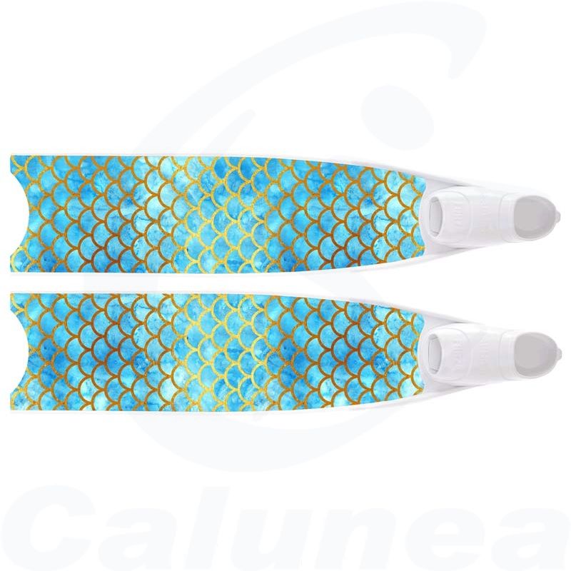 Image du produit Glasvezel zwemvliezen met lang blad MERMAID BLUE SEMI TRANSPARANT BI-FINS LEADERFINS - boutique Calunéa